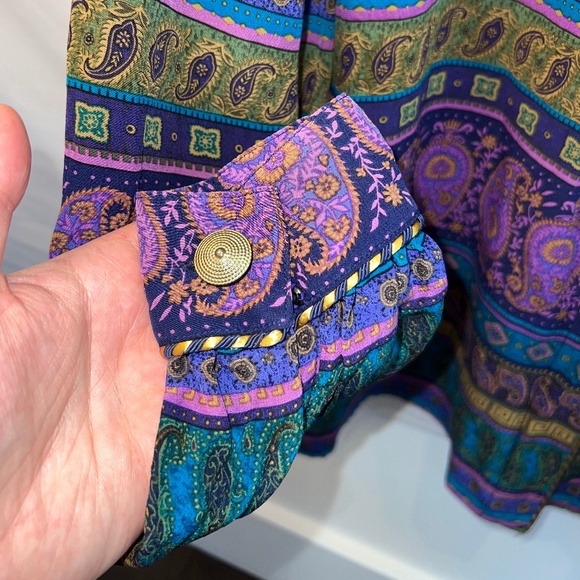 ELITE International - Vintage 100% Silk Blouse - Puff Sleeve - Barroco Versace - Picture 4 of 9